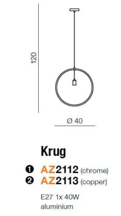 Lampa wisząca KRUG chrom (DEL-2522-1CH - Azzardo) - żyrandol