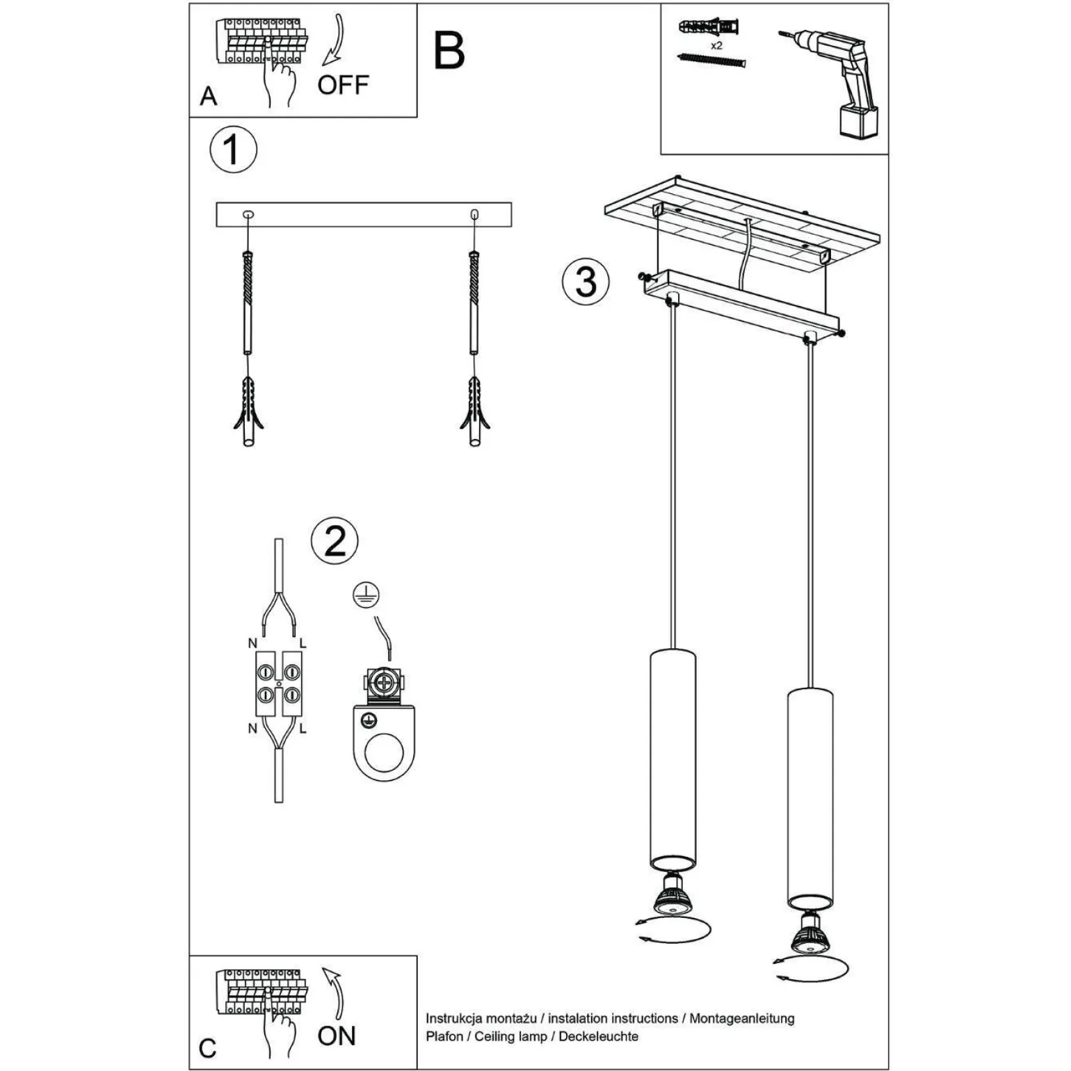 Lampa wisząca LAGOS 2 beżowa (SL.1480) - Sollux Lighting