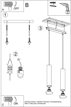 Lampa wisząca LAGOS 2 czarny (SL.0328) - Sollux