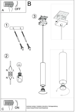 Lampa wisząca LAGOS 1 czarny (SL.0327) - Sollux