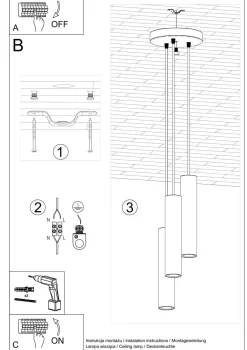 Lampa wisząca LAGOS 3P czarny (SL.1079) - Sollux