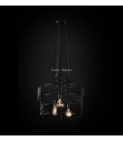 Lampa wisząca Lana kol. czarny z wełną (67796) Ramko - żyrandol