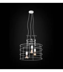 Lampa wisząca Lana kol. biały z wełną (67797) Ramko - żyrandol