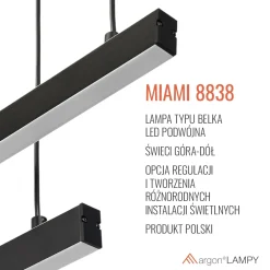Lampa wisząca led podwójna regulowana, świecąca góra-dół MIAMI (8838) - Argon