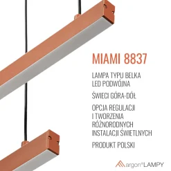 Lampa wisząca led podwójna regulowana, świecąca góra-dół MIAMI (8837) - Argon