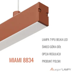 Lampa wisząca led pojedyczna, świecącą góra-dół MIAMI (8834) - Argon