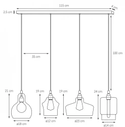 Lampa wisząca LONGIS 4 (10523409) KASPA - żyrandol