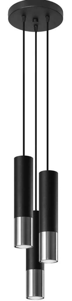 Lampa wisząca LOOPEZ 3P czarny/chrom (SL.0943) - Sollux