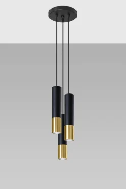 Lampa wisząca LOOPEZ 3P czarny/złoty (SL.0955) - Sollux
