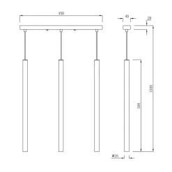 Lampa wisząca LUNGO 3 linia złota (LP-894/3L GD) - Light Prestige