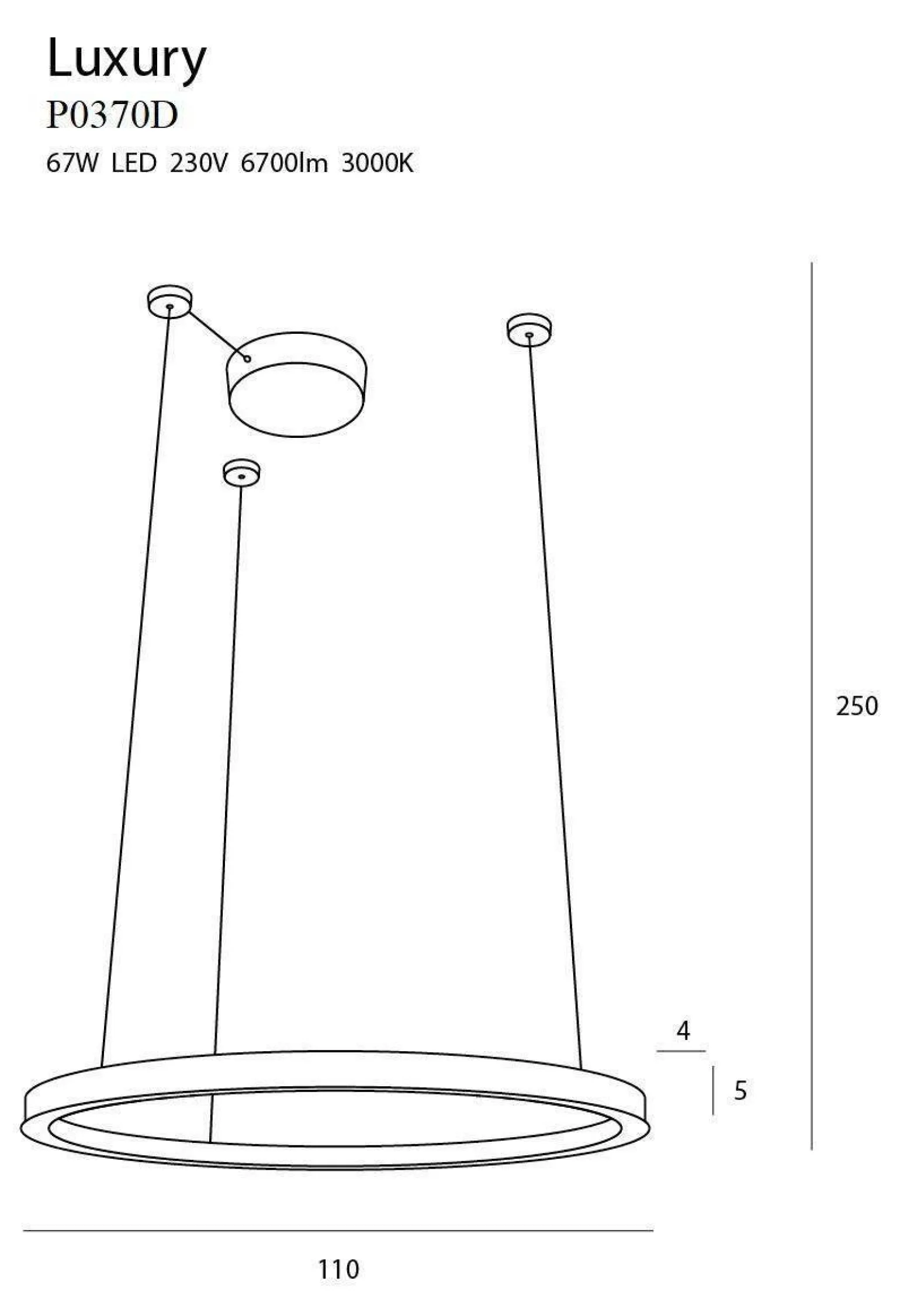 Lampa wisząca LUXURY Ø 110 cm ściemnialna (P0370D) - Maxlight