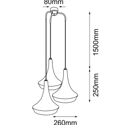 Lampa wisząca Mahaka 3 - Czarna (500 mm) (5174) - Shilo