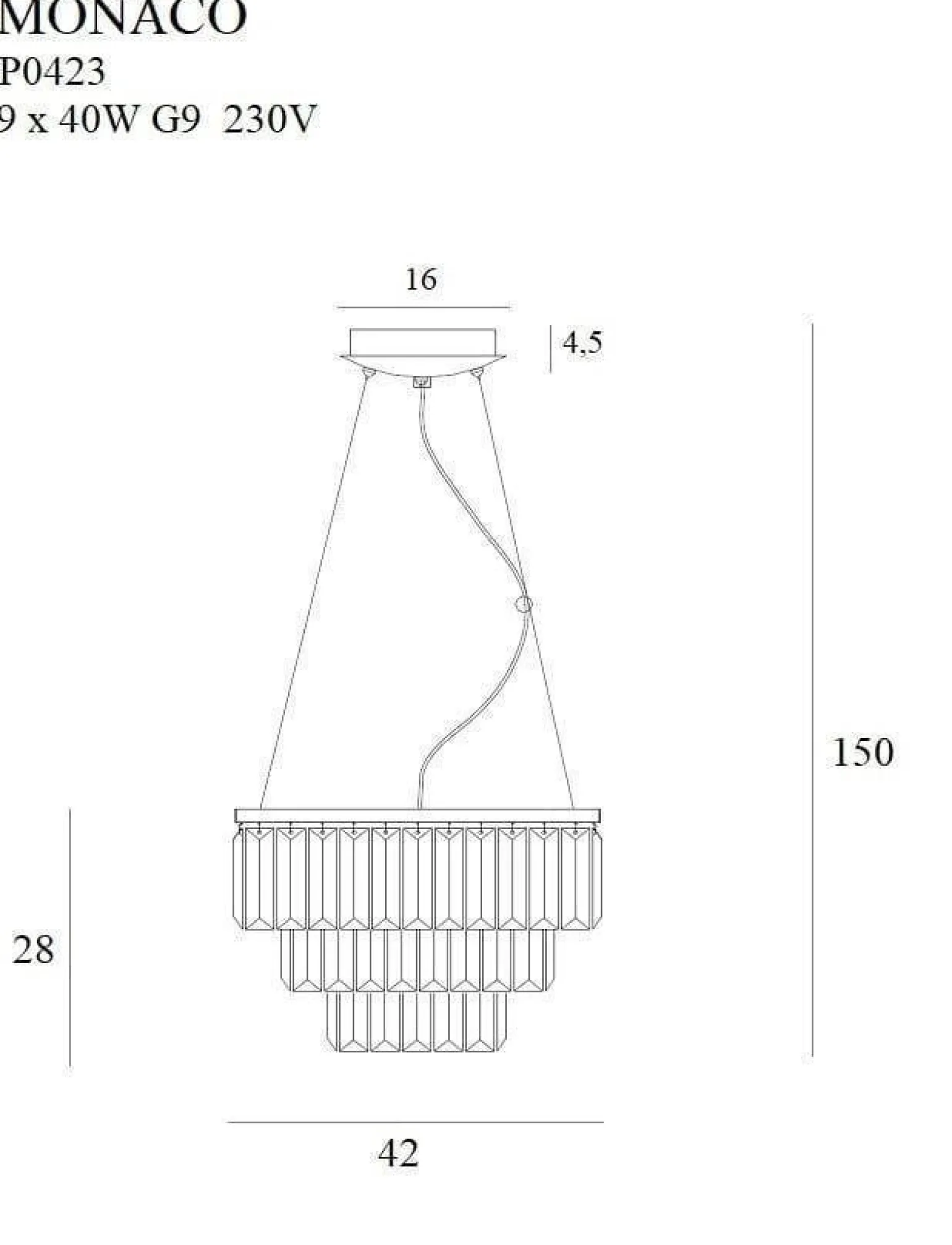 Lampa wisząca Monacoota ø 42 cm (P0423) - Maxlight