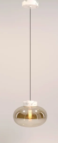 Lampa wisząca MOONSTONE biały marmur + szkło bursztynowe (P0518) - MAXLIGHT