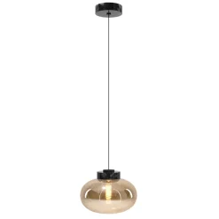 Lampa wisząca MOONSTONE czarny marmur + szkło bursztynowe (P0516) - MAXLIGHT