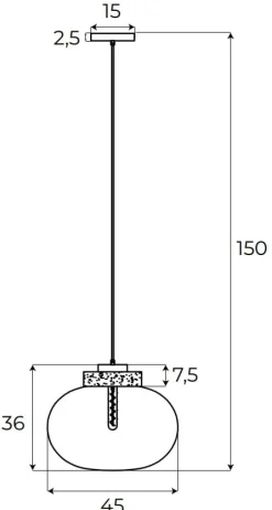 Lampa wisząca MOONSTONE szkło dymione + czarny marmur (P0515) - MAXLIGHT