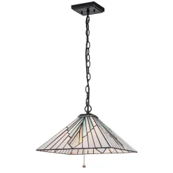 Lampa wisząca na łańcuchu, z witrażowym kloszem Alderley (TF-ALDERLEY-P) - Elstead Lighting