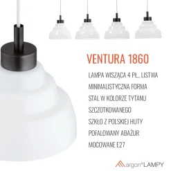 Lampa wisząca na listwie VENTURA (1860) - Argon