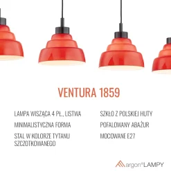 Lampa wisząca na listwie VENTURA (1859) - Argon