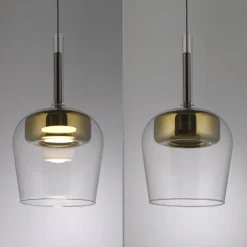 Lampa wisząca na pilota i aplikację, z płynną regulacją wysokości Q-KON ZŁOTY (2741-12) - Paul Neuhaus