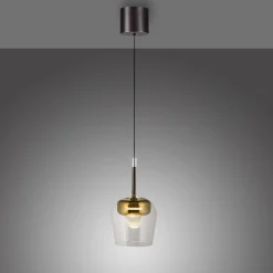 Lampa wisząca na pilota i aplikację, z płynną regulacją wysokości Q-KON ZŁOTY (2741-12) - Paul Neuhaus