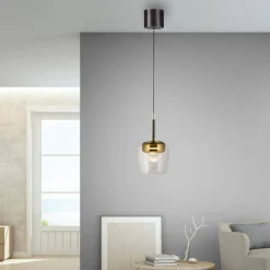 Lampa wisząca na pilota i aplikację, z płynną regulacją wysokości Q-KON ZŁOTY (2741-12) - Paul Neuhaus