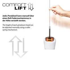 Lampa wisząca na pilota i aplikację, z płynną regulacją wysokości Q-KON MIEDZIANY (2741-20) - Paul Neuhaus