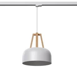 Lampa wisząca na szynie CASCO biała/naturalne drewno E27 (MYL.00193) - Make Your Light