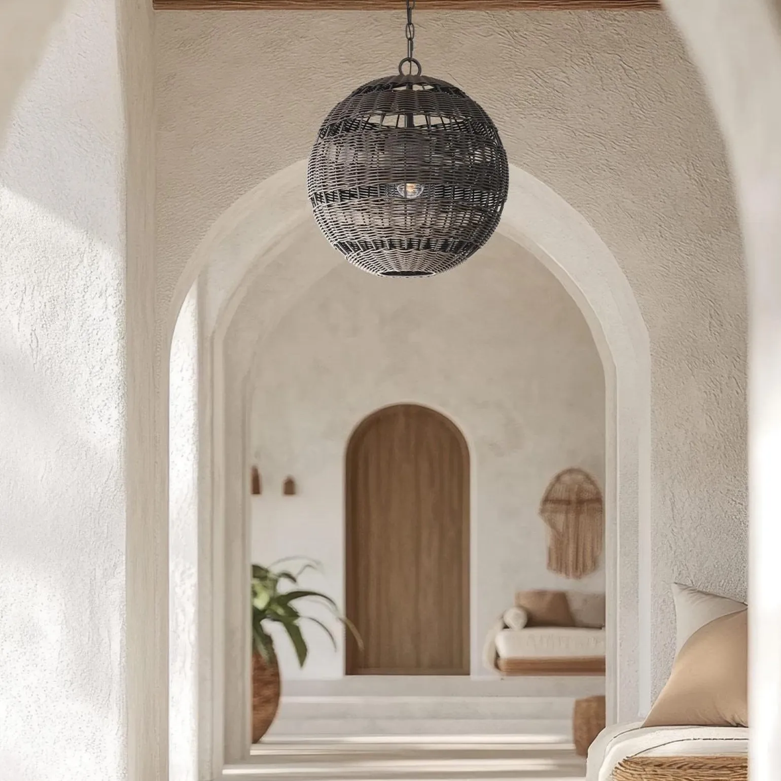 Lampa wisząca na taras Lindendale Western brąz (QZ-LINDENDALE-P-WT) - Elstead Lighting