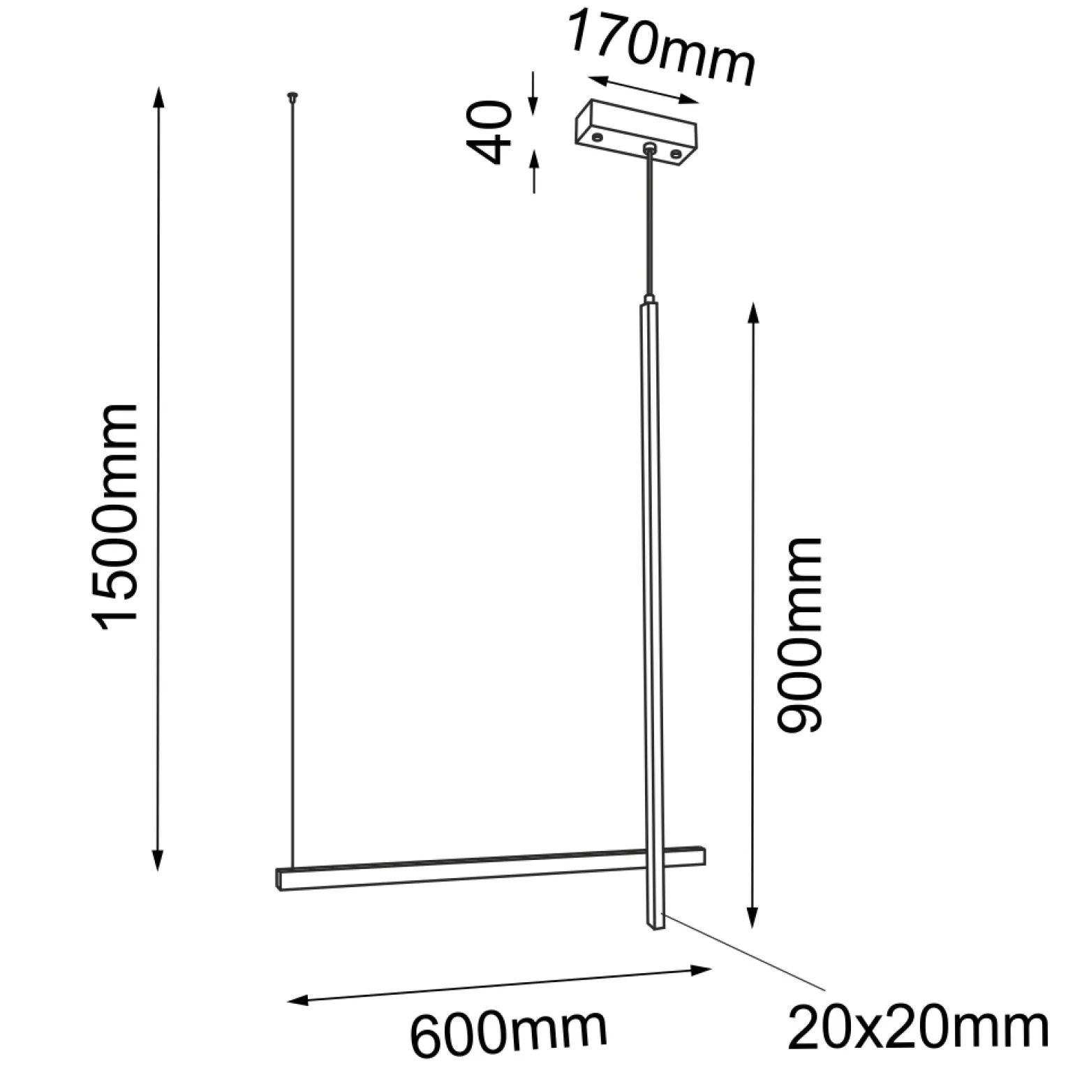 Lampa wisząca no. 4 - Czarna (600 mm) (5063) - Shilo