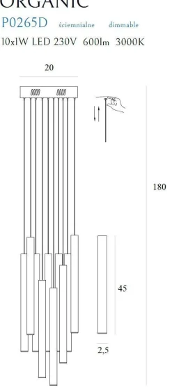 Lampa wisząca ORGANIC złoto szczotkowane (P0524D) - MAXLIGHT