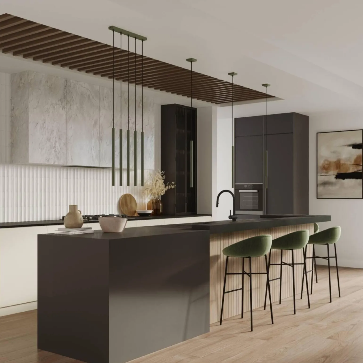 Lampa wisząca PASTELO 5P zielona oliwka (SL.1522) - Sollux Lighting