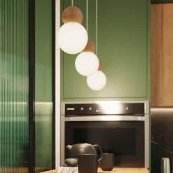 Lampa wisząca PEKKA 3P biała/naturalne drewno (SL.1391) - Sollux Lighting