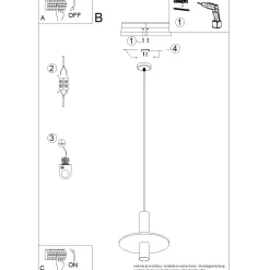 Lampa wisząca PELTA 1 czarna/żółta (SL.1883) - Sollux Lighting