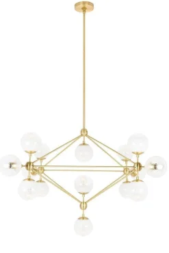 Lampa wisząca PLANETARIO 15 GOLD złota - klosze szronione (MD10230G-15.BRASS) - King Home
