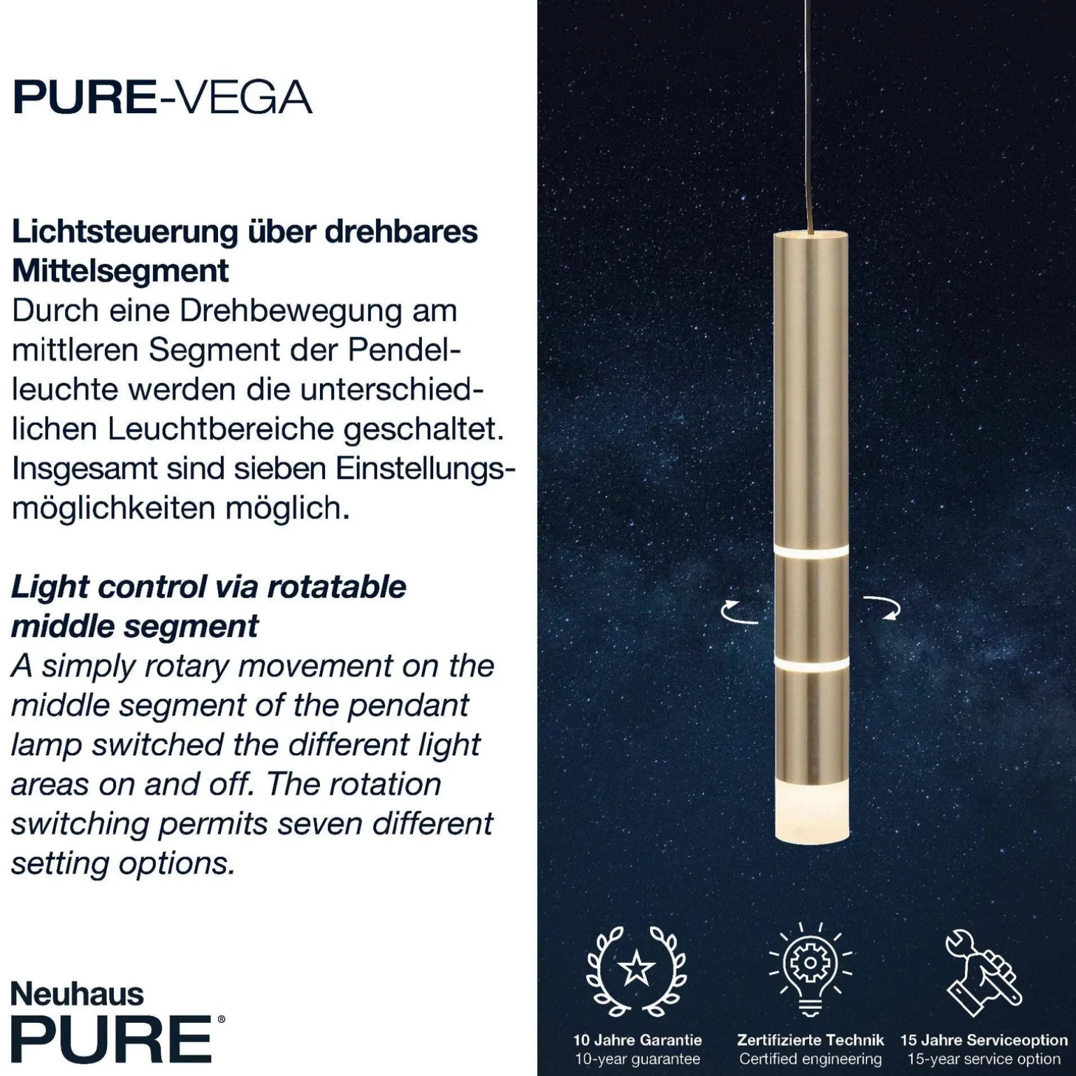 LAMPA WISZĄCA PURE-VEGA (2211-60) - Paul Neuhaus