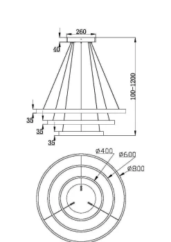 Lampa wisząca RIM 3 mosiądz Ø80 (MOD058PL-L100BS3K) - Maytoni