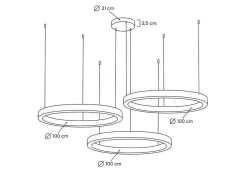 Lampa wisząca RING 100 + 100 + 100 złota na jednej podsufitce (MSE0100100100) - King Home