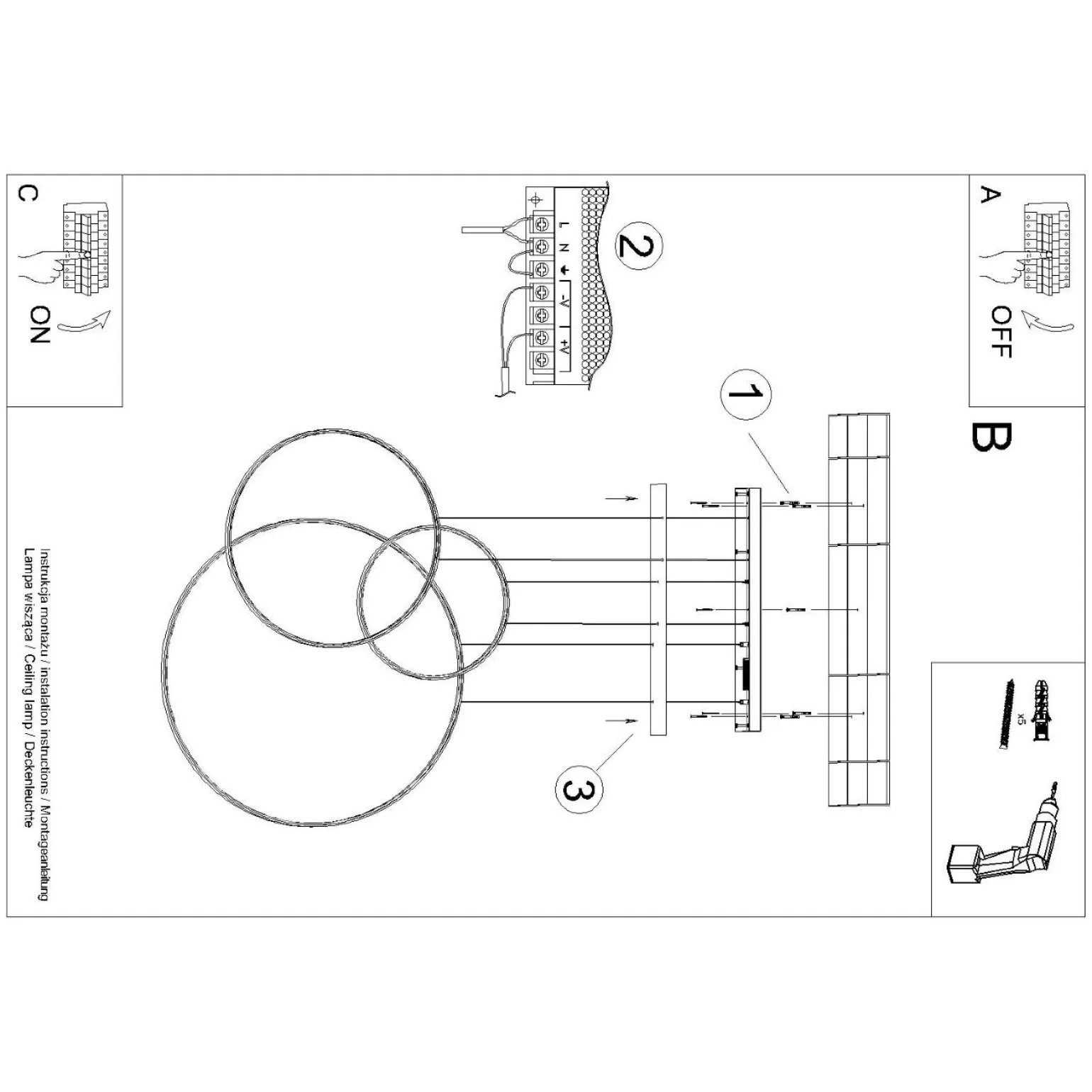 Lampa wisząca RIO 3 55/78/110 biała LED 3000K (TH.538) - Thoro Lighting