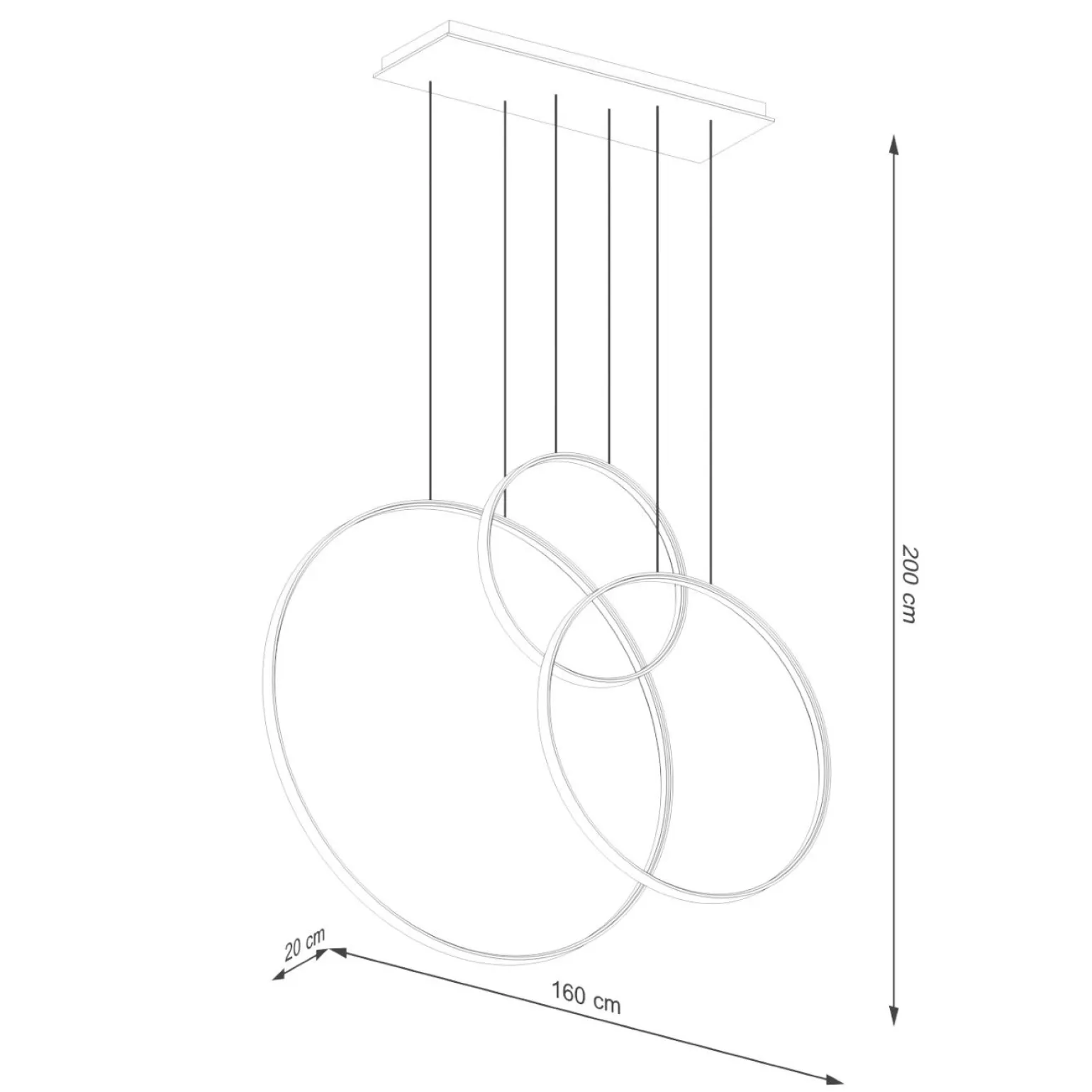 Lampa wisząca RIO 3 55/78/110 biała LED 3000K (TH.538) - Thoro Lighting