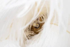 Lampa wisząca TIFFANY 135 biała mosiądz / naturalne pióra (JD0019.WHITE) - King Home