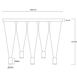 Lampa wisząca Toledo 5 czarna (LP-432/5P BK) - Light Prestige