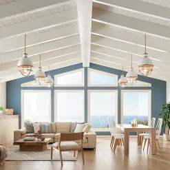 Lampa wisząca Tollis - 1 źródło światła - Białe/ Naturalny mosiądz (QN-TOLLIS-P-NBR) - Quintiesse