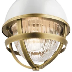 Lampa wisząca Tollis - 1 źródło światła - Białe/ Naturalny mosiądz (QN-TOLLIS-MP-NBR) - Quintiesse