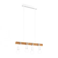 Lampa wisząca TOWNSHEND 4 biała/drewniana (33164 - Eglo) - żyrandol