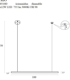 Lampa wisząca TRIO 1 ściemnialna (P0310D) - Maxlight