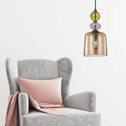 Lampa wisząca Tropea 1xE27 bursztynowa, mała (LP-2004/1P S AM) - Light Prestige