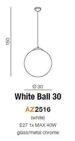 Lampa wisząca WHITE BALL 30 (AZ2516) - Azzardo