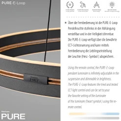 Lampa wisząca z płynną regulacją na pilota PURE E-LOOP CZARNY (2551-18) - Paul Neuhaus