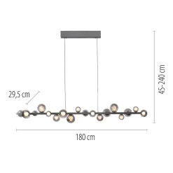 Lampa wisząca z płynną regulacją wysokości PURE E-POPUP 180cm SZARA (2558-15) - Paul Neuhaus